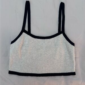 Le Lis Black and Cream Ribbed Top